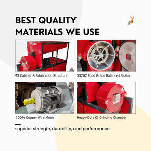 commercial atta chakki - chamber feeder and motor close-up view - reindeer machinery