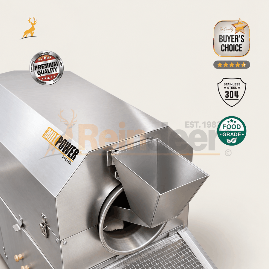 mesin sangrai drum - tampilan atas mesin - reindeer machinery